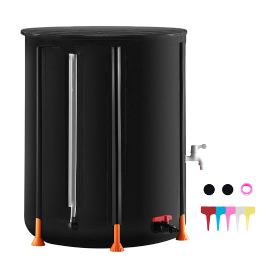 SucceBuy Collapsible Rain Barrel Portable Rain Water Collection Barrel PVC Rainwater Collection System with Spigots&Overflow Kit