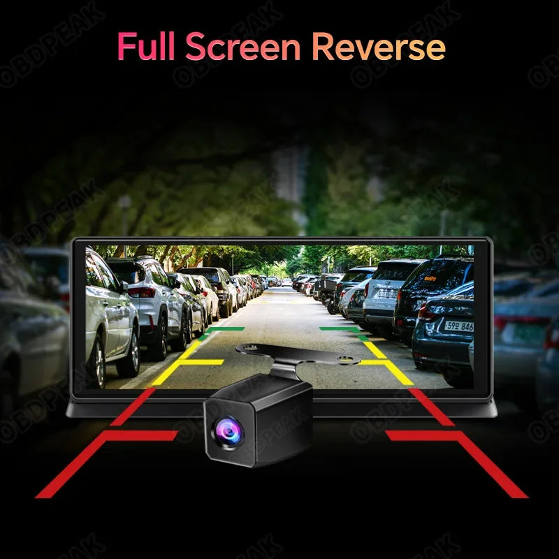 11.3 inch Car DVR 4K Dash Cam Dual Lens Wireless Carplay & Android Aut