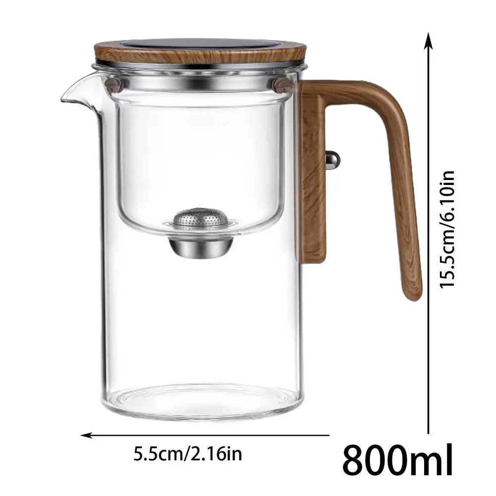 Glass Teapot with Strainer Clear Glass Tea Kettle Kettle Infuser Wooden Handle Witchcraft Teapot Tea Pot Magnetic Filtration