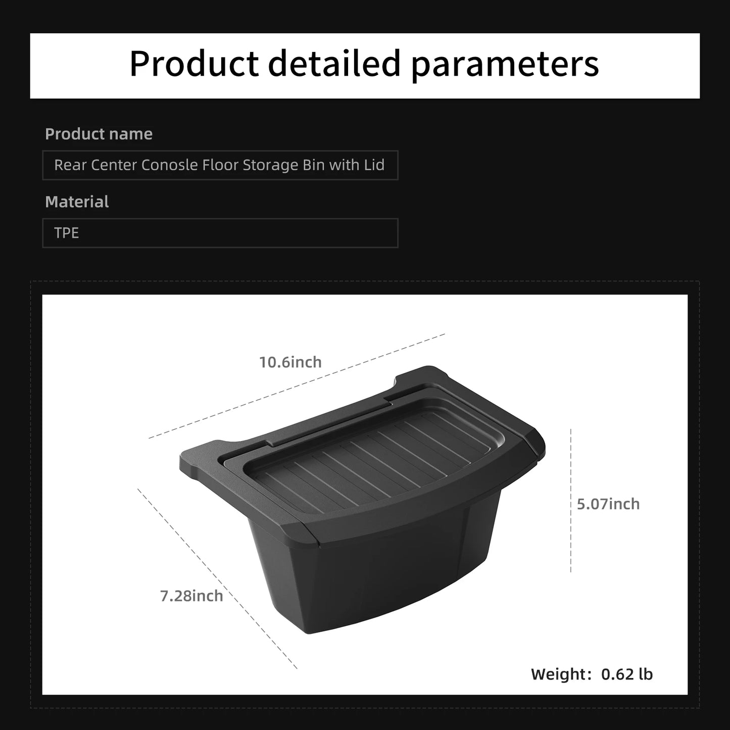 SMABEE for Tesla Model Y Launch 2025 Juniper Car Armrest Rear Storage Box Tray Accessories Tidying TPE Black