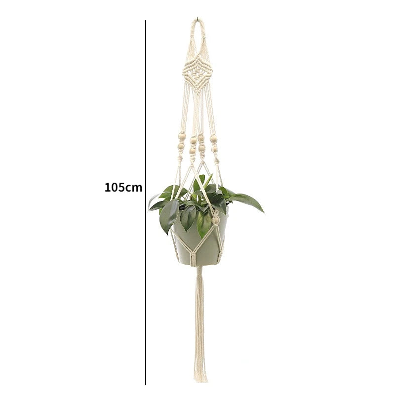 Handmade Macrame Plant Hanger Basket Flower Pot Balcony Hanging Decoration Knotted Lifting Rope Bohemian Style Home Garden Decor