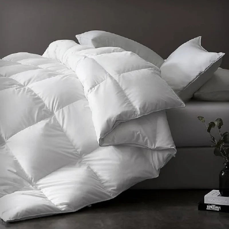 downluxe Luxurious Down Fiber Comforter with Premium Fabric, All Seasons Medium Warmth Duvet Insert King, Hotel Collection Down
