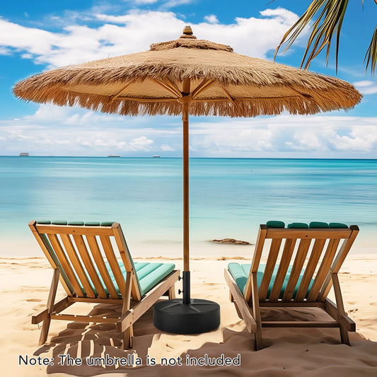 Patio Round Umbrella Base w/2 Adjustable Knobs & 3 Adapters Outdoor for Poolside