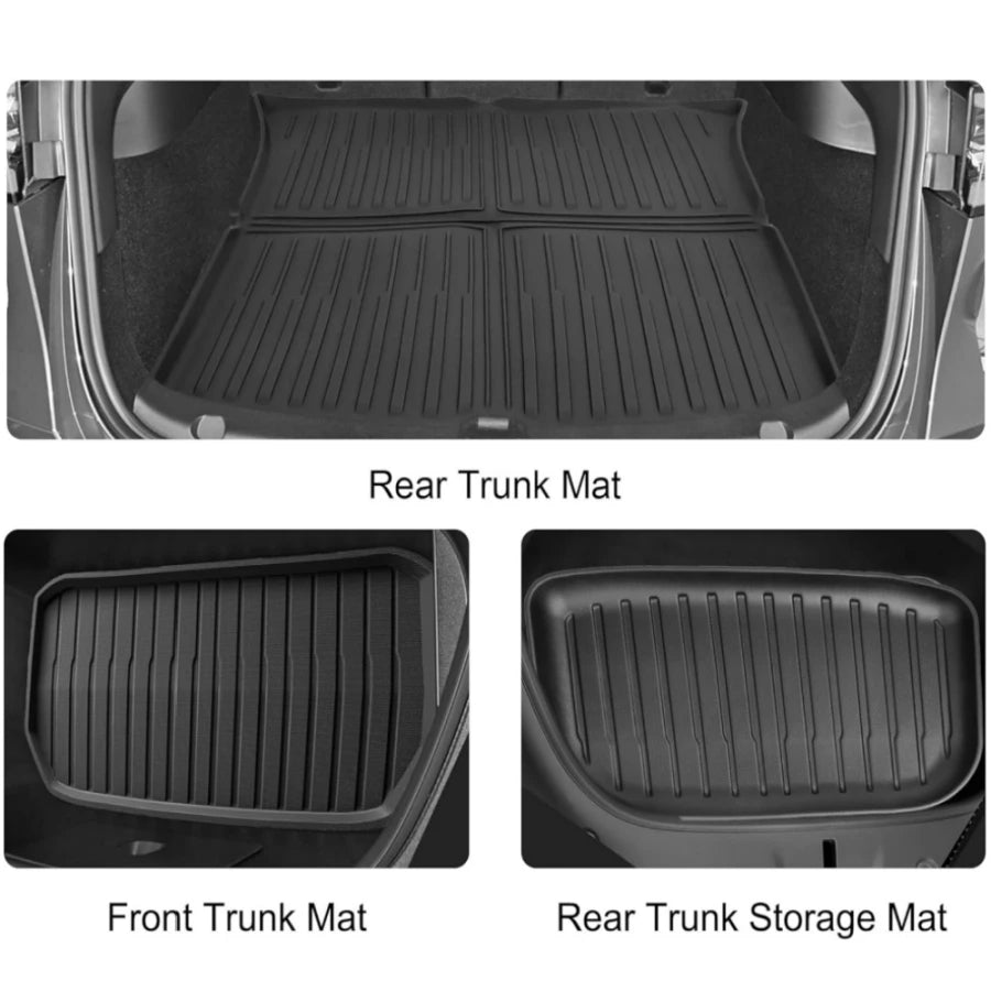 Fully Protection Floor Liners For 2025 Tesla Model Y Juniper Floor Mats with Door Sill Protector Front Rear Cargo Liner Juniper