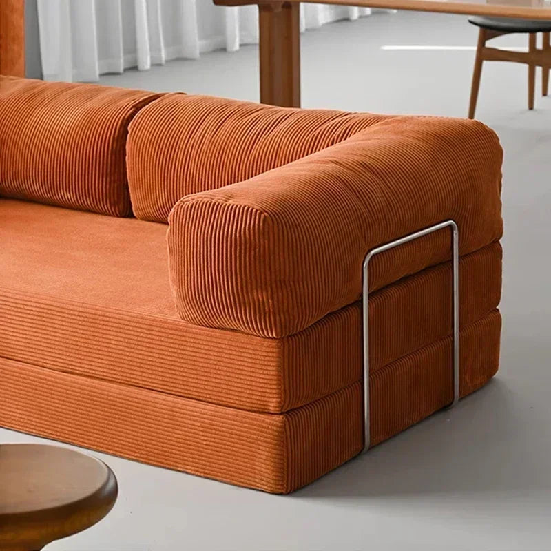 High-end retro corduroy sofa air compression deformable modular sofa suitable for living room comfortable customizable leisure c