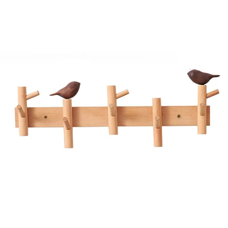 Creative Clothes Hanger Foyer Entrance Wood Hangers Multifunctional Bag Key Coat Hook Wall Mount Coat Racks Hanging Organizers