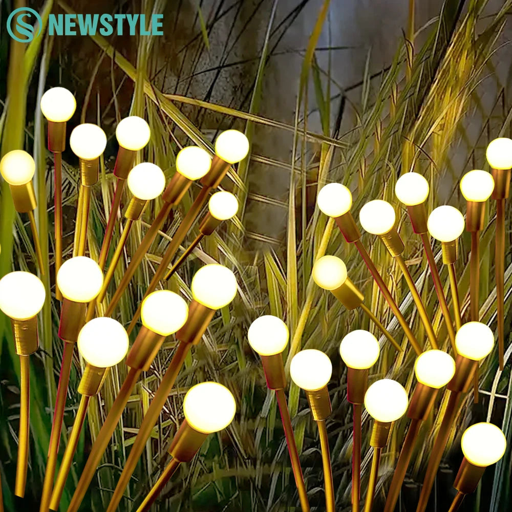 LED Firefly Light Warm White RGB Solar Powered Swaying Lights Outdoor Waterproof Fairy Garden Light for Yard Patio Decoration