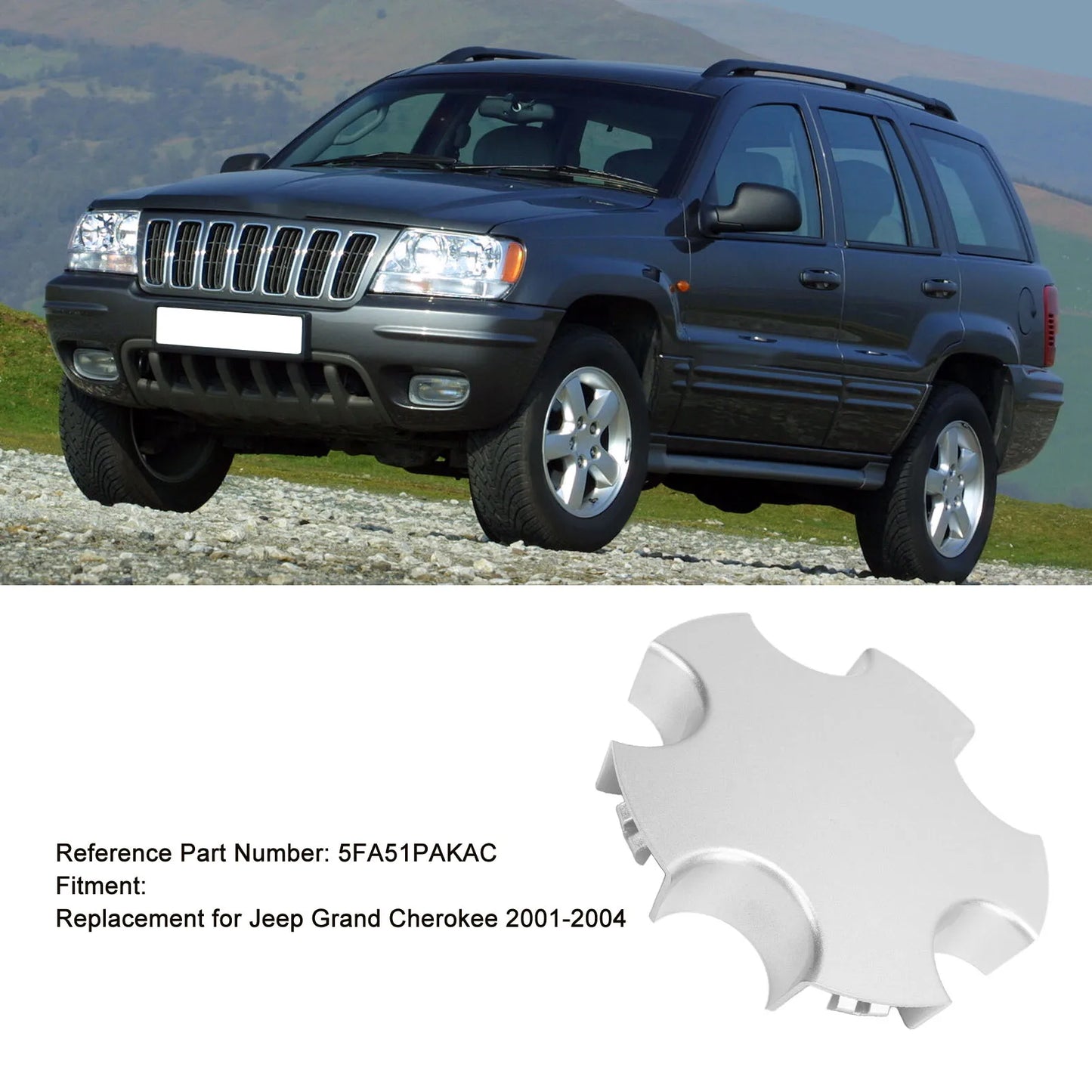 Wheel Center Cap 5FA51PAKAC Wheel Rim Hubcover Replacement for Jeep Gr