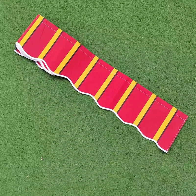 Retractable Patio Awning Replacement Fabric Cloth, Durable Exterior Sunshade, Canopy Cloth, Red and Orange Strips, RV Blind, 10