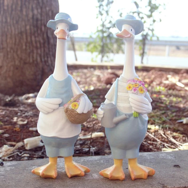 DIY Handmade Idyllic Simulation Resin Duck Animal Home Garden Courtyard Decoration Balcony Patio Decoration Garden Decor Statues