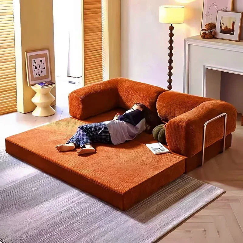 Vacuum Compression Sofa Italian Simple Retro High-end Corduroy Living Room Sofa Sofa Bed Foldable Washable Customizable