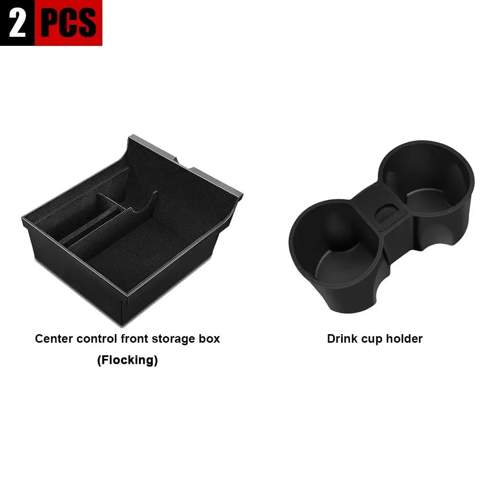 YZ For Tesla Model 3 Medel Y Storage Box Center Armrest Hidden Box Cup Holder Organizer 2023 2022 Car Accessories