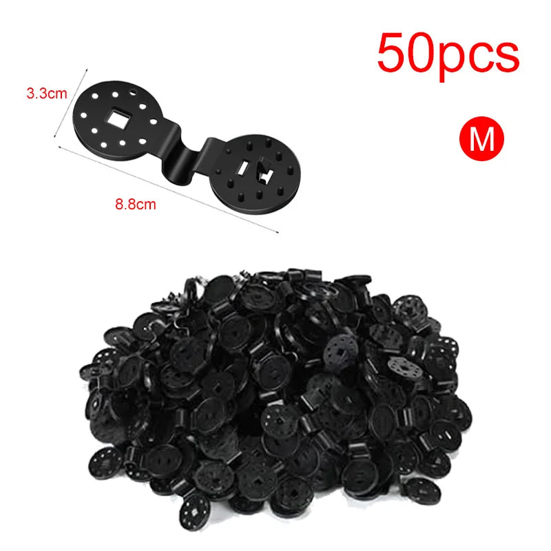 50pcs Sun Protection Shade Mesh Fixing Clips Black Round Household Garden Supplies Removable Reusable Secure Durable TMZ