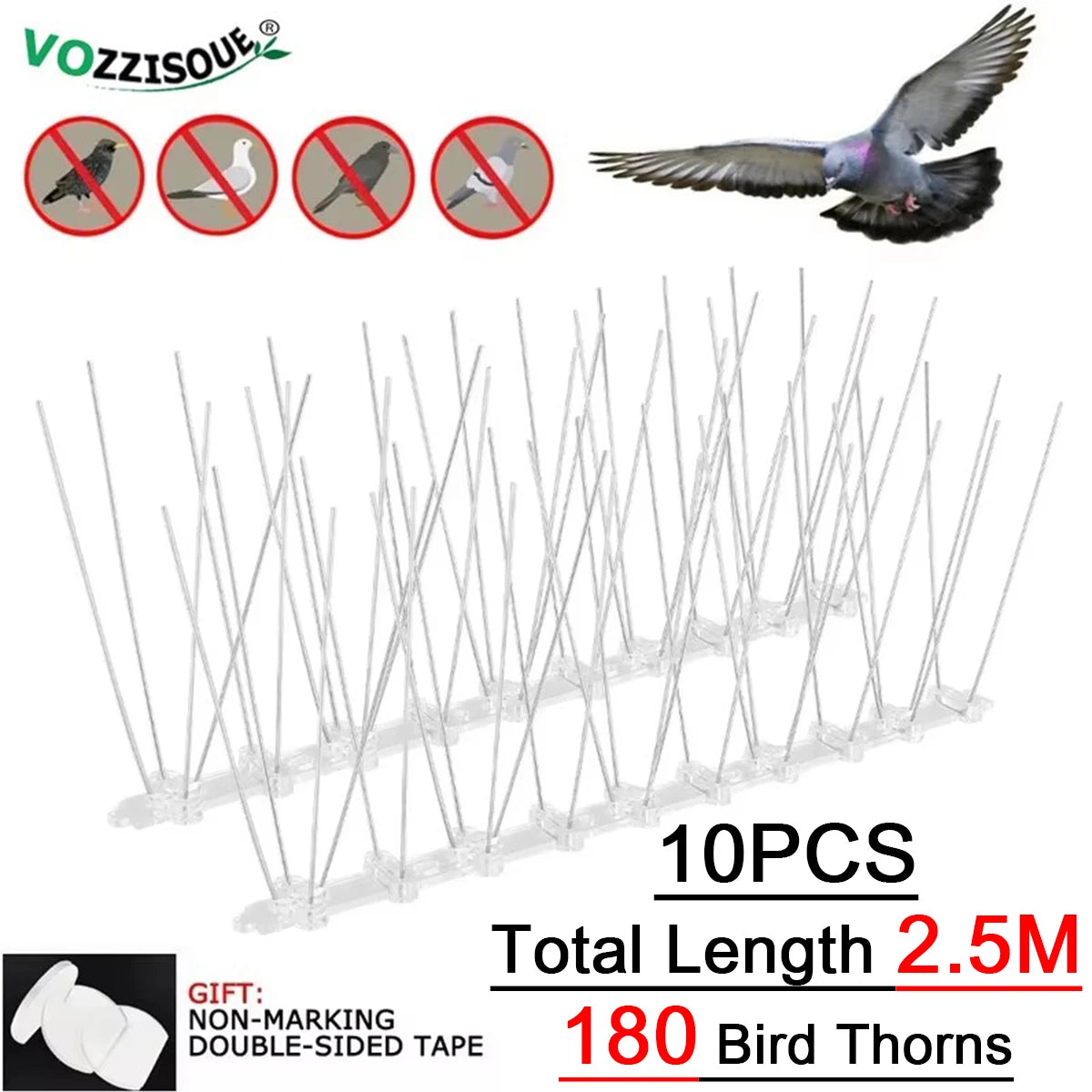 2-12PCS Balcony Anti-bird Pigeon Spikes and Bird Repeller Deterrent Anti Bird Repellent Stainless Steel Anti Bird Thorn Nail Kit