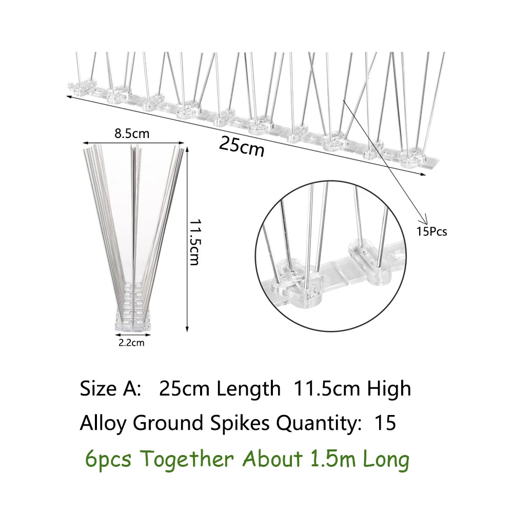 Pigeon Spikes Birds Squirrel Repeller Stainless Steel Garden Fence Roof Balcony Fence Roof Deterrent Nail Kit Tools Pest Control
