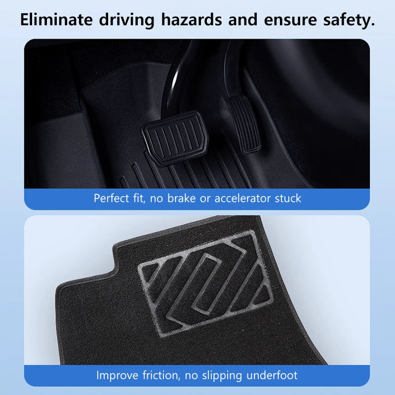 Extended Floor Mats for Tesla Model Y 2025+ Juniper 2025 All-Weather TPE Lengthen and Widen Waterproof Non-Slip Cargo Liners