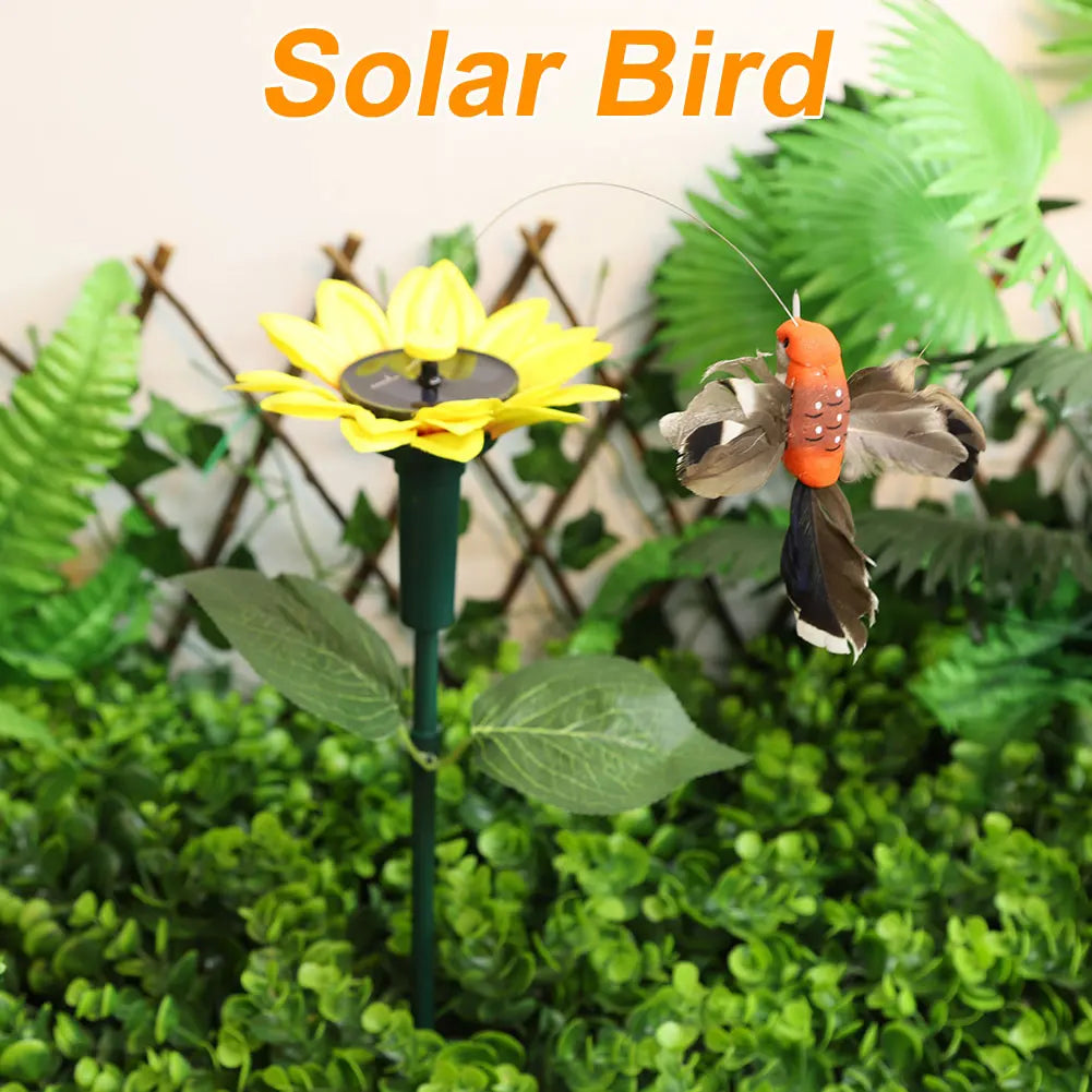 1-3PCS Solar Powered Flying Wobble Butterfly Ornament Durable Garden Dancing Fluttering Butterfly Humming Bird Stake Lawn Decor
