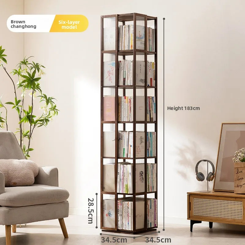Rotating bookshelf 360 degree floor storage shelf Internet celebrity home simple student bookcase