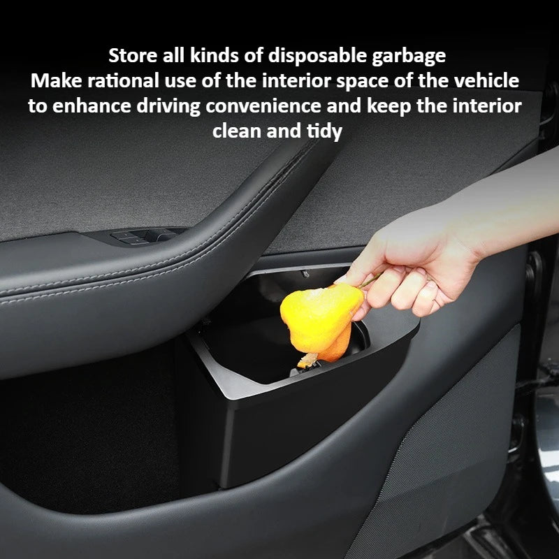 Front Door Trash Can for Tesla Model Y Juniper 2021-2025 Rear Central Control Garbage Bin Waterproof Storage Box Car Accessories