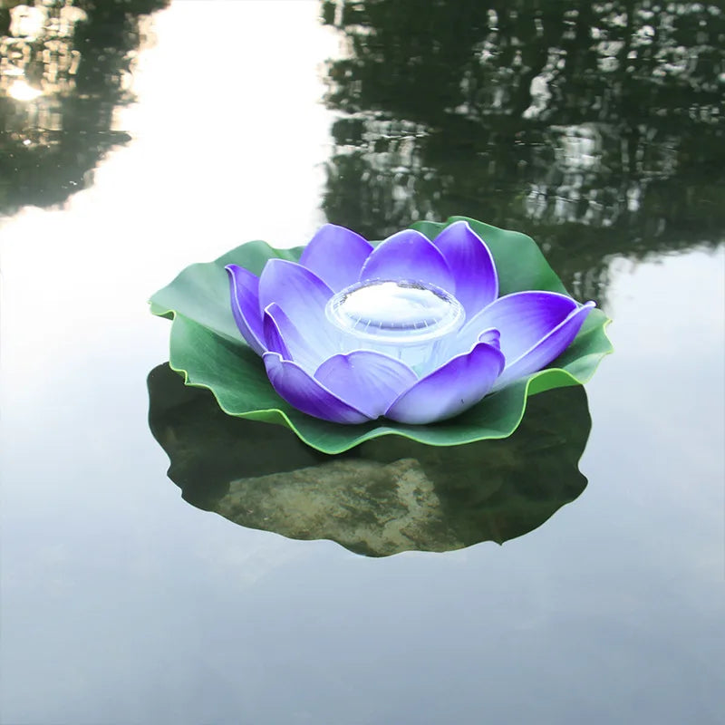 Solar Artifical Floating Lotus LED Light Solar Powered Night Pool Light Lotus Lamp Garden Pond Fountain Decor Outdoor Lighting