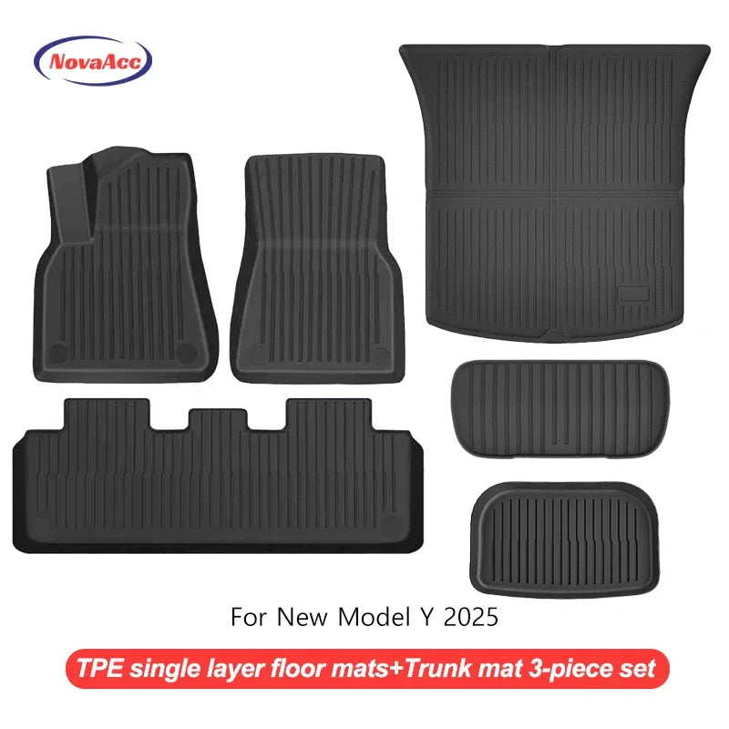 Floor Mats For Tesla Model Y 2025+ Juniper TPE All-Weather Waterproof Trunk Mat Liner Non-Slip Car Interior Protection