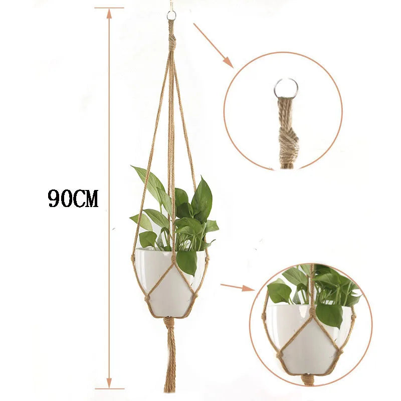 Handmade Macrame Plant Hanger Basket Flower Pot Balcony Hanging Decoration Knotted Lifting Rope Bohemian Style Home Garden Decor