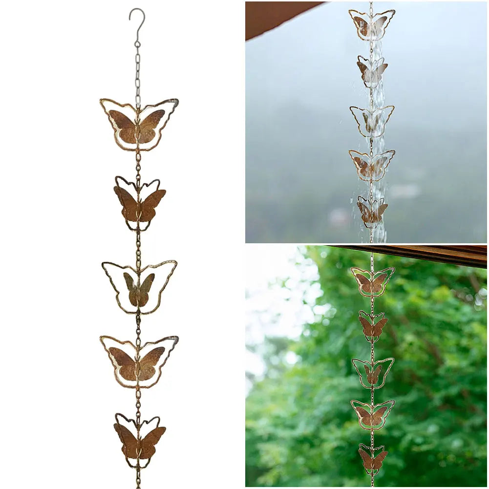 Lotus/Bird Rain Chain Garden Decoration Hanging Rain Catcher Chain Gardening Gutters Downspouts Rain Chain Outdoor Decors