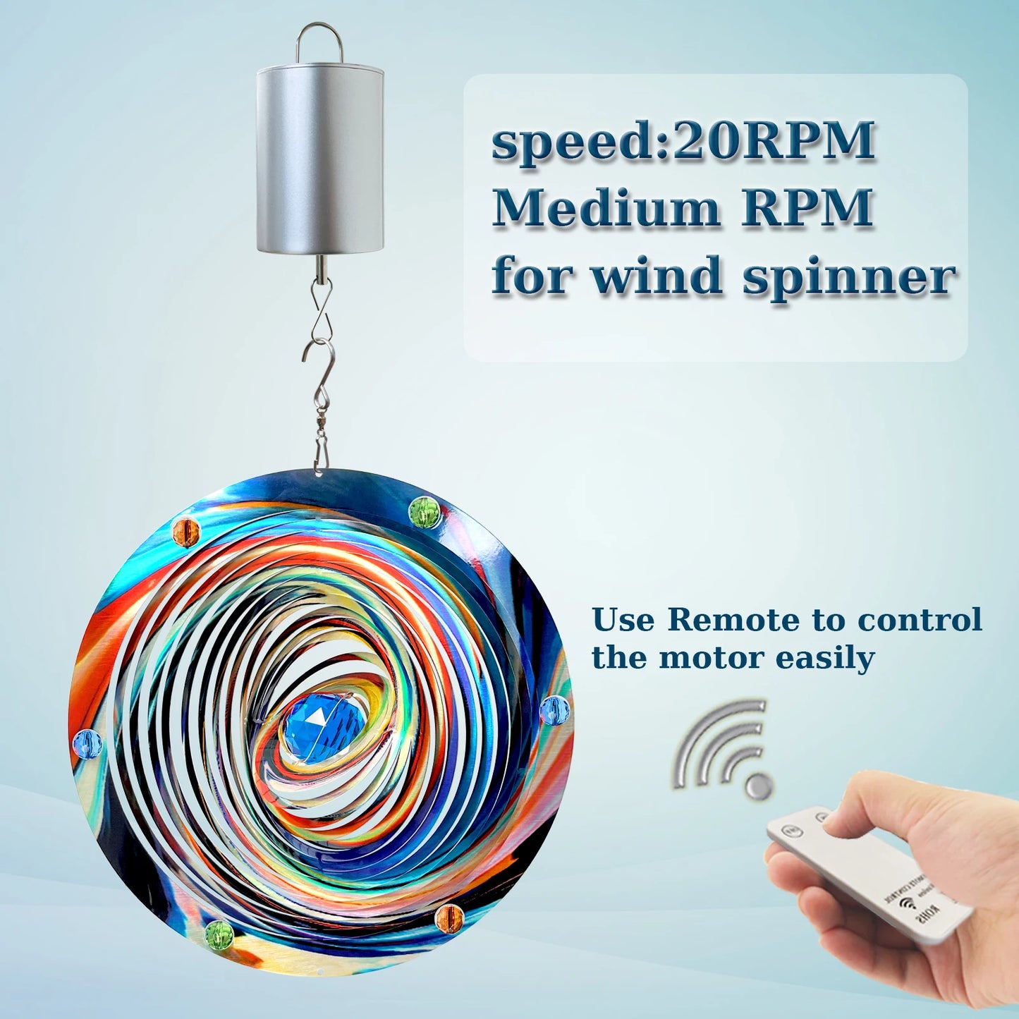 PSATHENATI Wind motor Battery powered mobile motor with remote control decoration rotating ball Wind chime spiral 10or20RPM