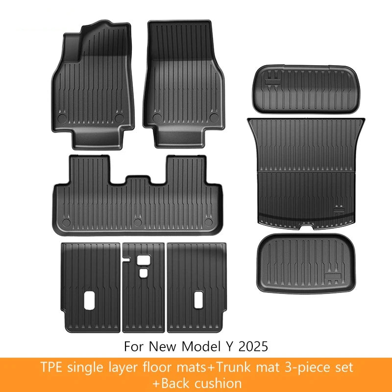 Extended Floor Mats for Tesla Model Y 2025+ Juniper 2025 All-Weather TPE Lengthen and Widen Waterproof Non-Slip Cargo Liners