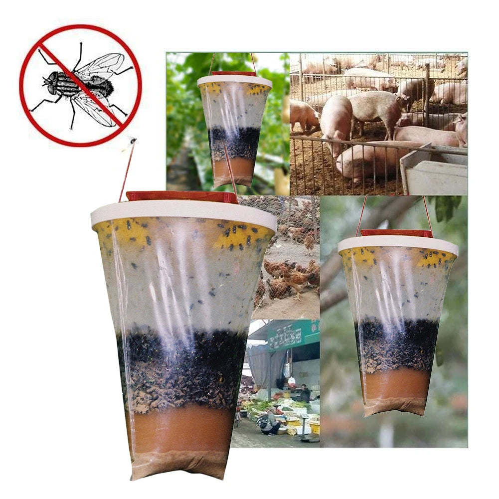10-1PCS Fly Trap Hanging Fly Catcher Non-toxic Fly Lure Bag Pest Trap With Bait Insect Bug Killer Garden Hanging Flycatcher