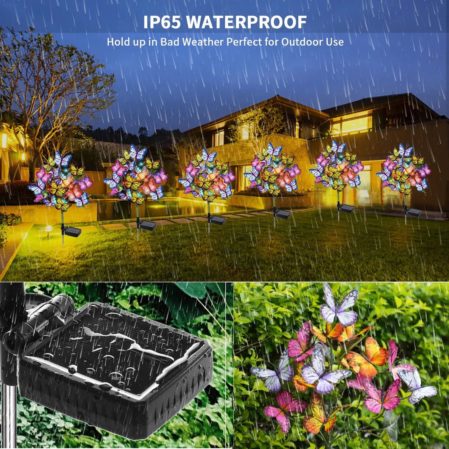Solar Garden Light Outdoor Waterproof Decorative Solar Light LED Butterfly Solar Lights for Garden Yard Patio Lawn Outdoor Decor
