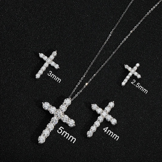 Full Moissanite Cross Pendant Necklace 925 Silver 18K White Gold Plated Elegant Fine Jewelry for Women | AlluCanFind
