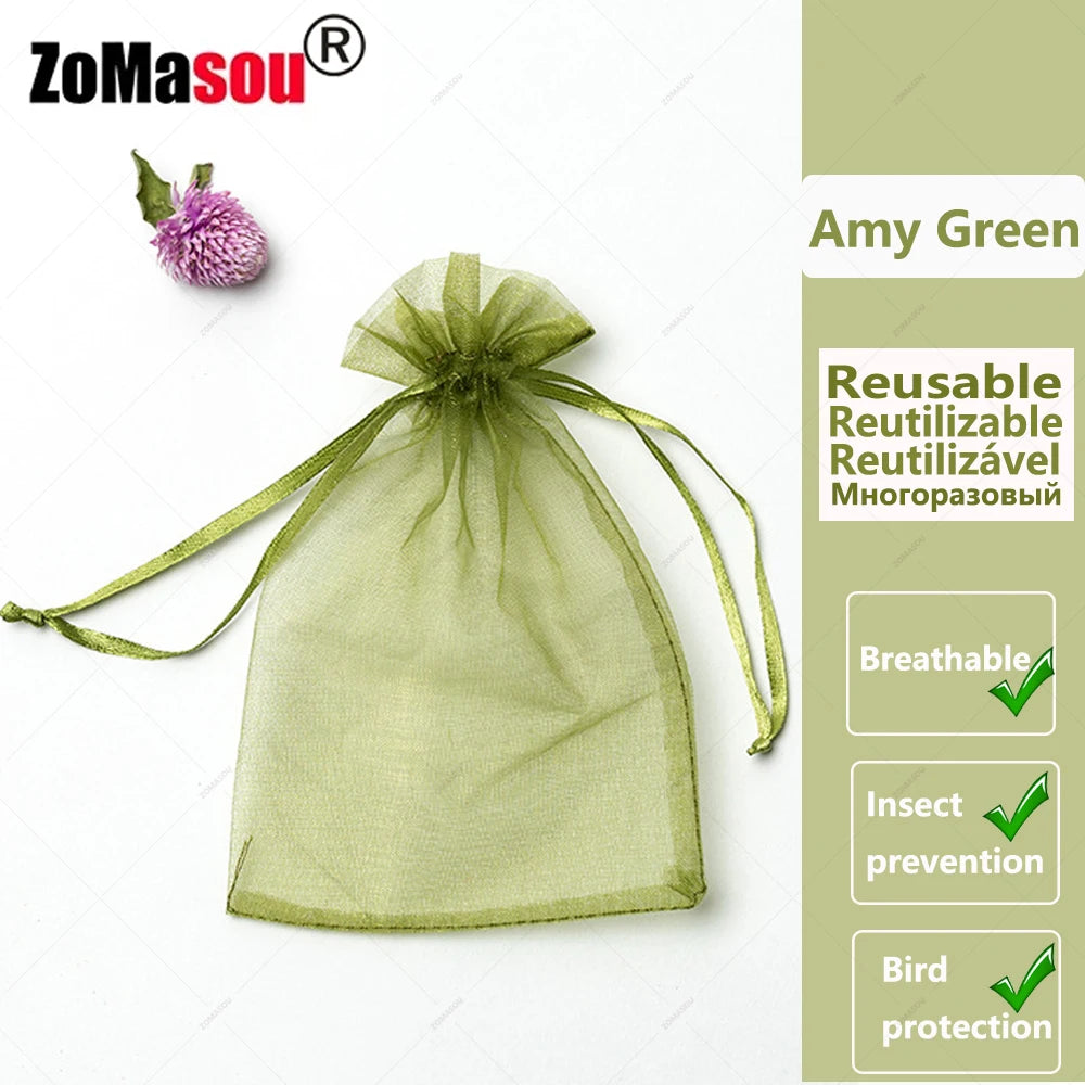 20-100PCS Vegetable Grapes Fruit Grow Bags Fruit Protection Bags Garden Anti-Bird Netting Mesh Bag Strawberry Bags Garden Tools
