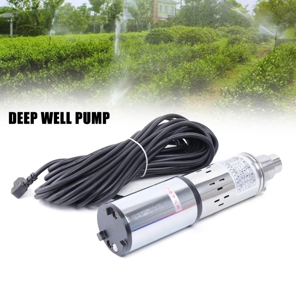 280W 48V Solar Powered Submersible Pump Deep Well 60M Lift Water Pump Farm