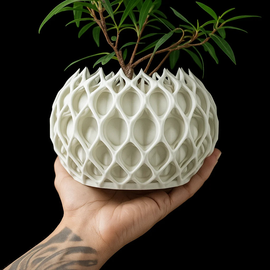 Modern Minimalist 3D Printed Plant Pot – Biodegradable Flower Planter for Home Decor, Eco-Friendly Sustainable Gift (Invader)