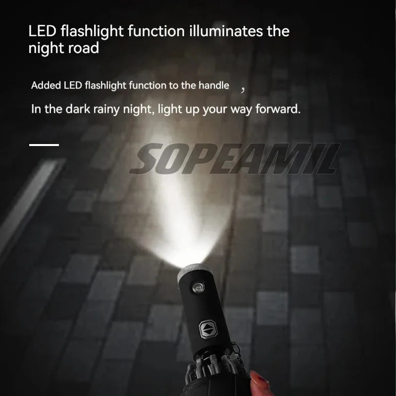 Car Led Light Automatic Folding Windproof Sunshade Umbrella For Tesla Model 3 Model Y Model S Model X Cybertruck Beast Roadster