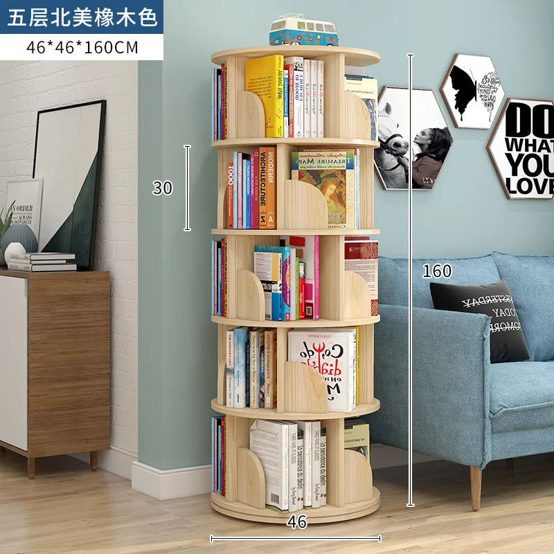 Rotating bookshelf children's picture book stand simple household space saving simple landing student creative storage bookcase
