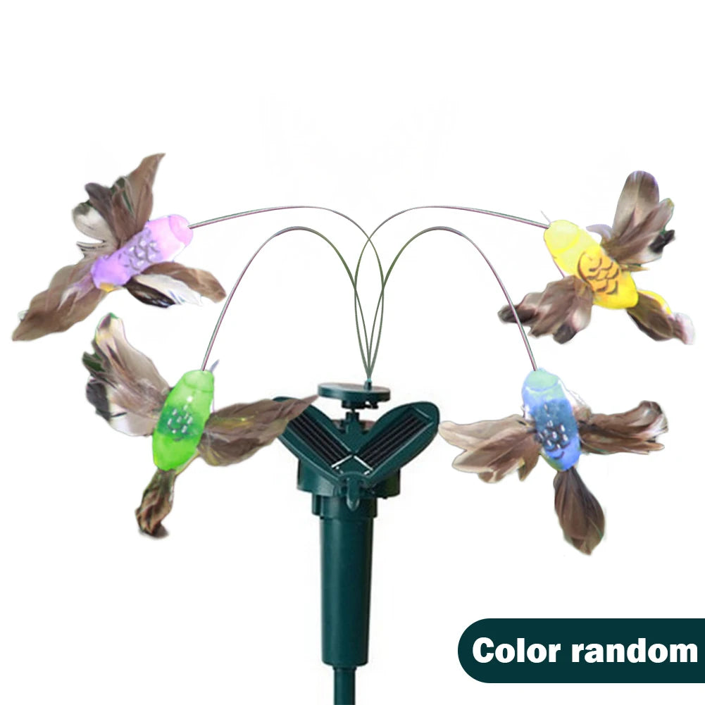 1-3PCS Solar Powered Flying Wobble Butterfly Ornament Durable Garden Dancing Fluttering Butterfly Humming Bird Stake Lawn Decor