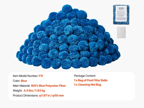 SucceBuy Pool Filter Balls 1.5 lbs-4.6 lbs Reusable Blue/White Polyester Fiber Filter Media with Wash Bag for Pool Aquarium Tank