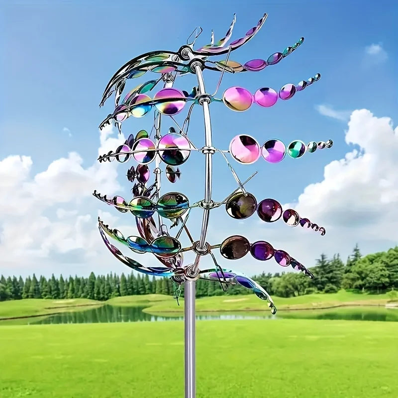 1pc Metal Kinetic Windmill Outdoor Garden Decor, Creative Lawn Art Spinner, No Battery Needed