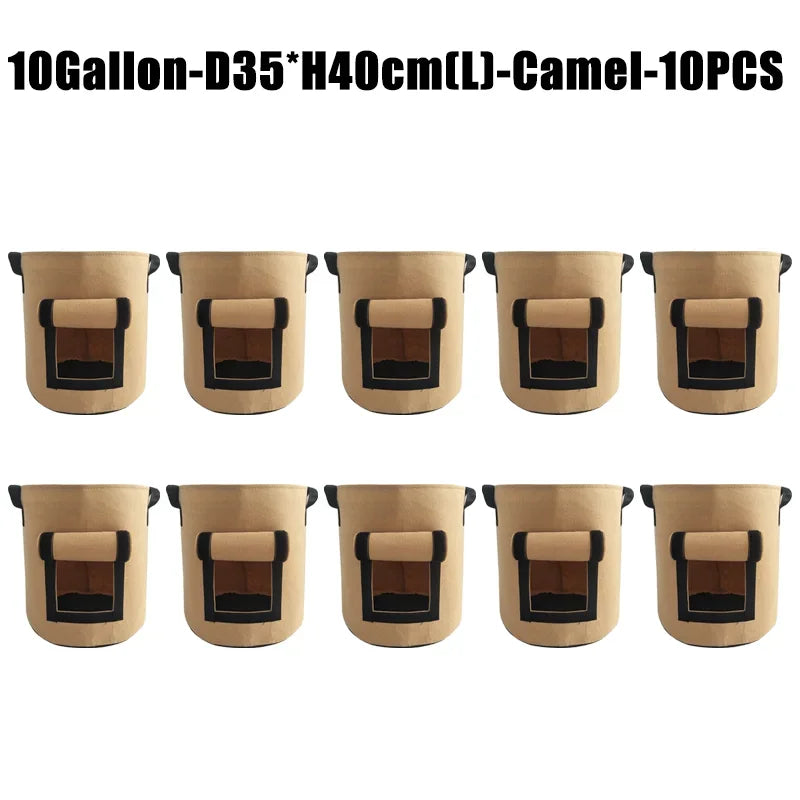 5/10Gallon Felt Plant Grow Bags Nonwoven Fabric Garden Potato Pot Greenhouse Vegetable Growing Bags Moisturizing Vertical Tools