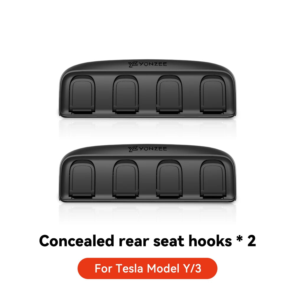 YZ for Tesla Model Y 3 Highland Juniper 2021-25 Folding hidden hooks for back seat ABS material Automotive Interior Accessories