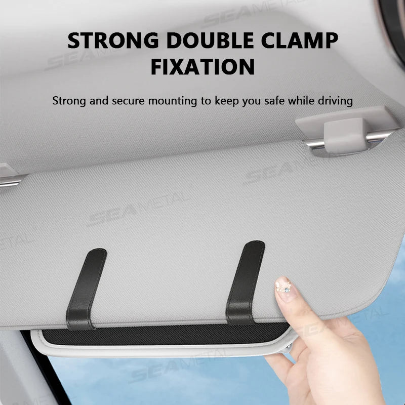 SEAMETAL Car Sun Visor Glasses Case Pu Leather Wear-Resistant Sunglasses Holder Storage Box Universal Eyeglasses Organizer Bag