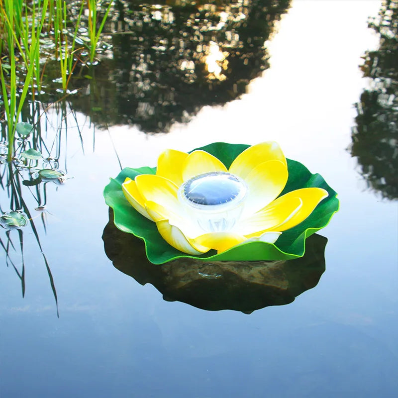 Solar Artifical Floating Lotus LED Light Solar Powered Night Pool Light Lotus Lamp Garden Pond Fountain Decor Outdoor Lighting