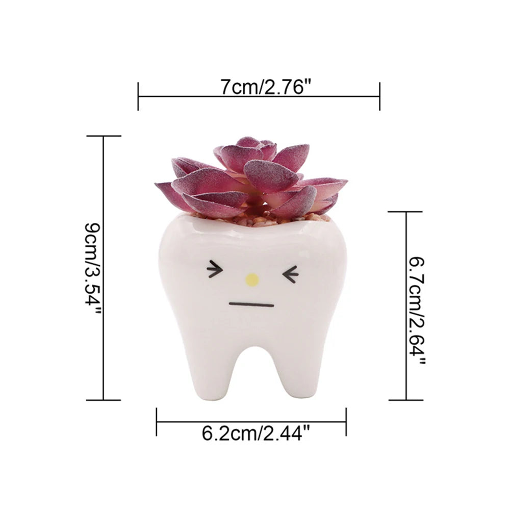 Cute Tooth Flowerpots Ceramic Garden Pots Planters Succulent Cactus Vases Decor Home Garden Decorative Tabletop Plant Pot