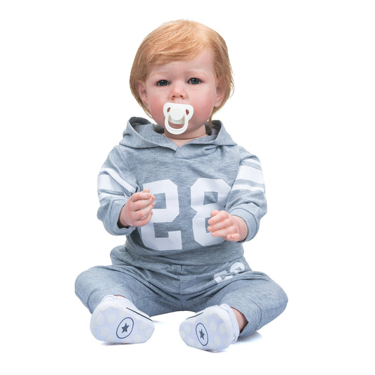NPK 75CM Huge Size Reborn Toddler Baby Boy Liam Real Picture Hand Paint Doll with 3D Skin Visible Veins Lifelike 12 Month Doll