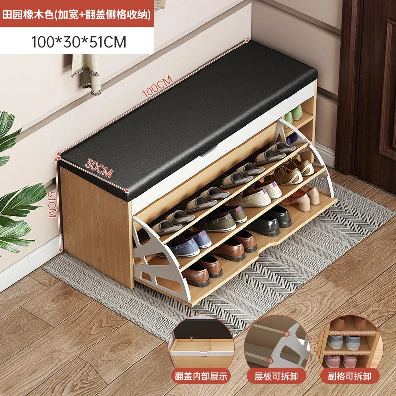 Shoe Change Stool at the Entrance to the Door, Household Seated Shoe Cabinet Seat, Integrated Shoe Rack, Soft