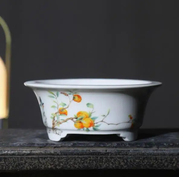 2025 Yixing Purple Sand Flowerpot Ceramic Hand-Made Landscape Bonsai Pot Chinese Style Classical Flower Pot Home Decor 1PCS