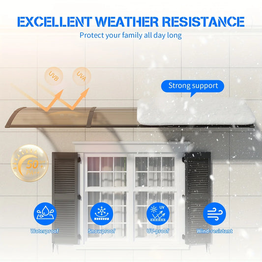 Awning Canopy for Door Window UV Rain Snow Sunlight Protection Polycarbonate Hollow Sheet Outdoor canopy Easy Install