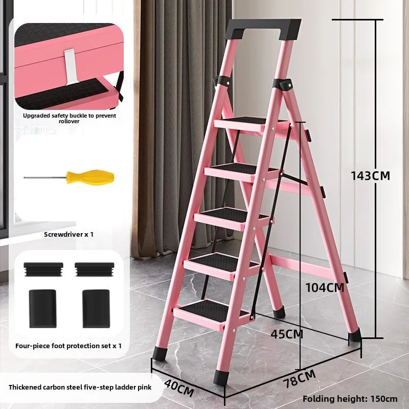 Home ladder stool folding zigzag ladder anti slip pedal ladder indoor